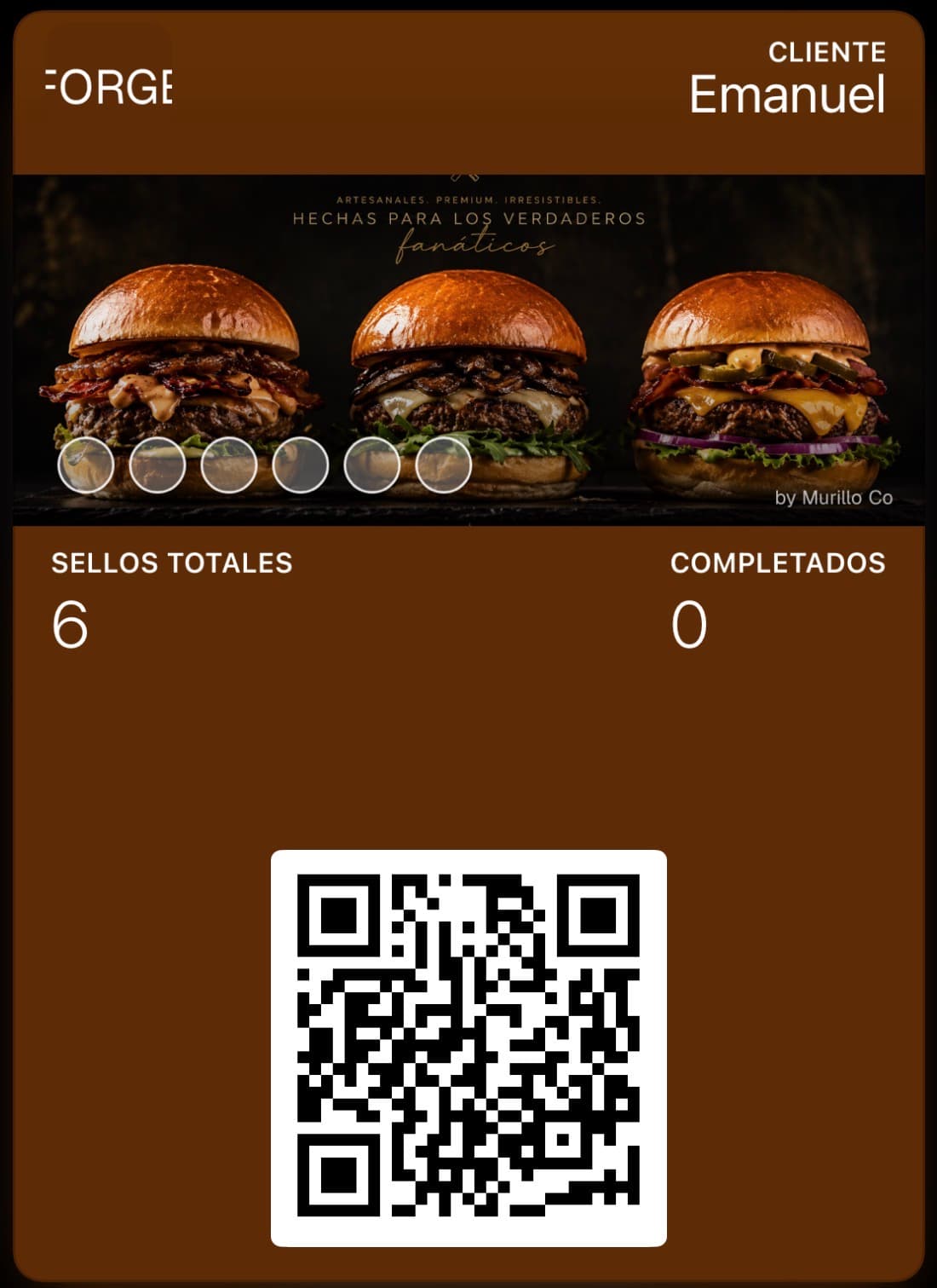 Tarjeta de fidelización digital en Apple Wallet con sellos acumulados