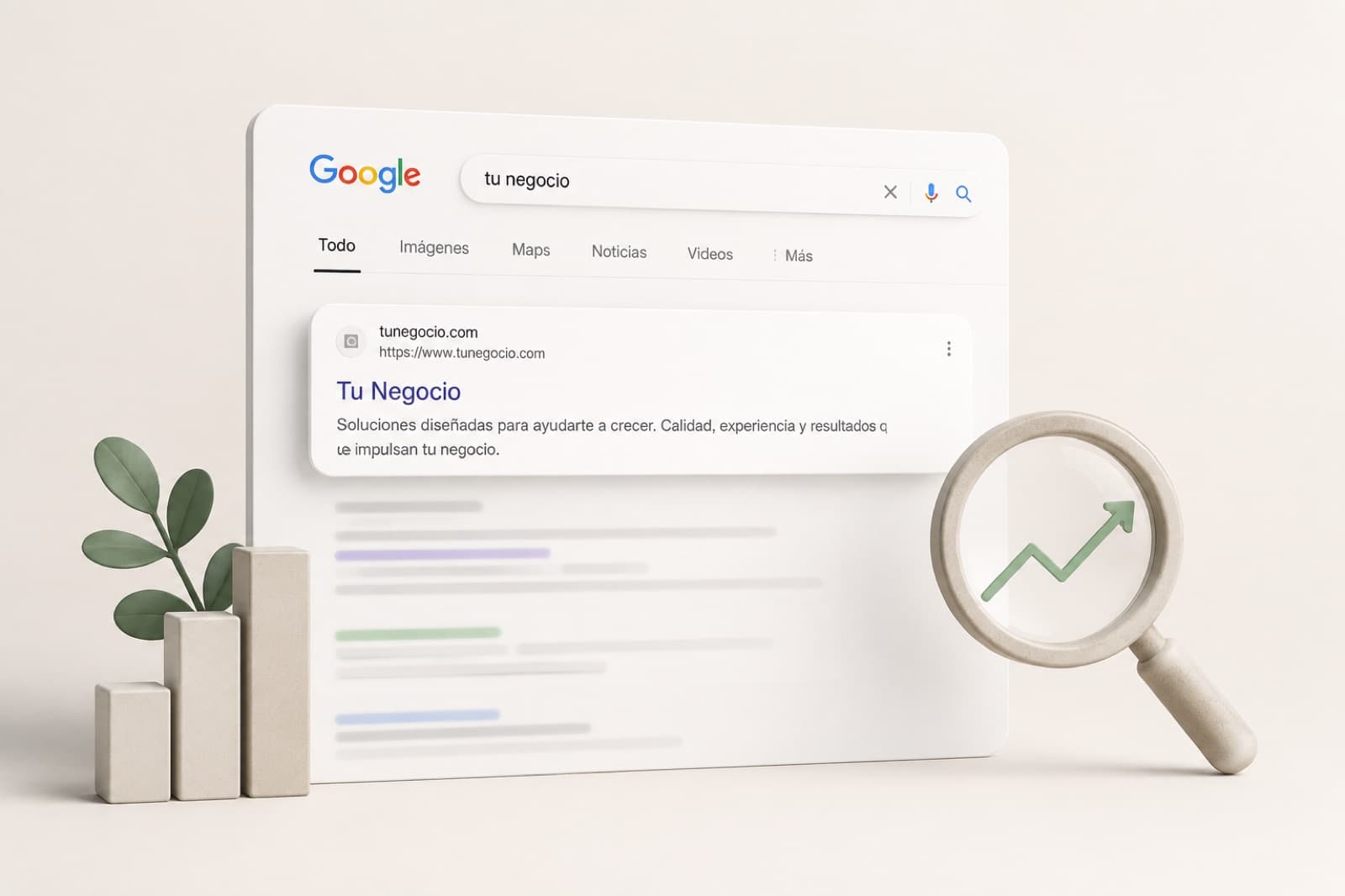 Resultado de búsqueda en Google mostrando tu negocio de primero